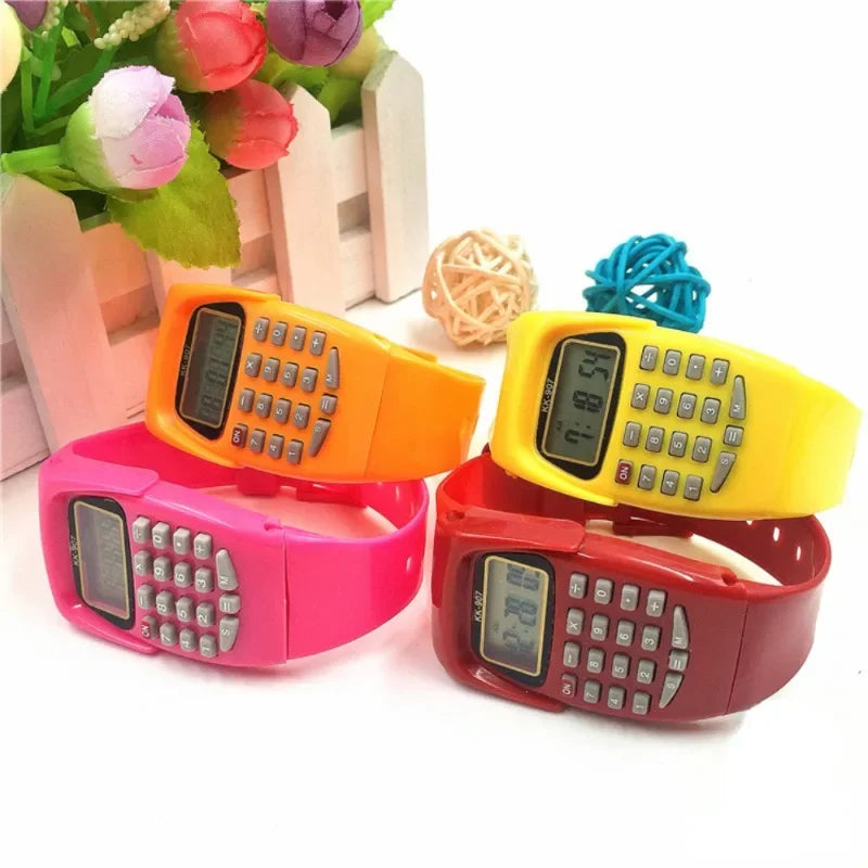 2 in 1 Fashion Digital Student Exam Special Calculator Watch Children Electronic Watch Time Calculator New Watch Mini Calculator