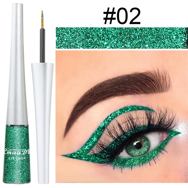 1PC Liquid Shiny Eye Liners Pigment Silver Green Gold Glitter Professional Waterproof Eyeliners Beauty Cosmetics Women Makeup