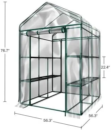 Greenhouse - Walk in Greenhouse with 8 Sturdy Shelves and PVC Cover for Indoor or Outdoor Use  gardening tools and equipment