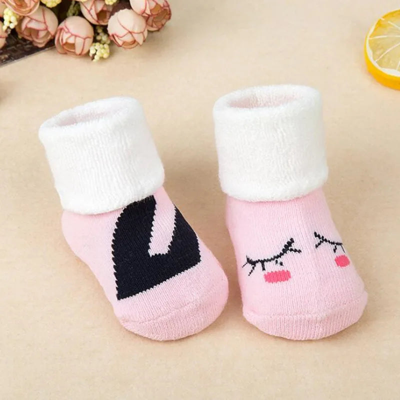 Baby Socks Girls Boys Print Thick Terry Clothes Newborn Accessories Kids Children Toddlers Slipper Gift Clothes Infant Stuff