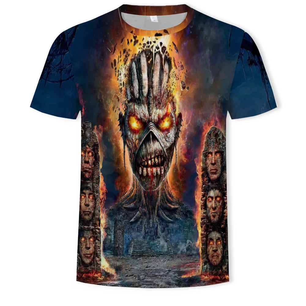 Vintage Gothic Vintage Horror Skull 3D Print Men's T-shirts Y2k New Fashion O-neck Short Sleeve Tops Hip-Hop Streetwear Men Tees