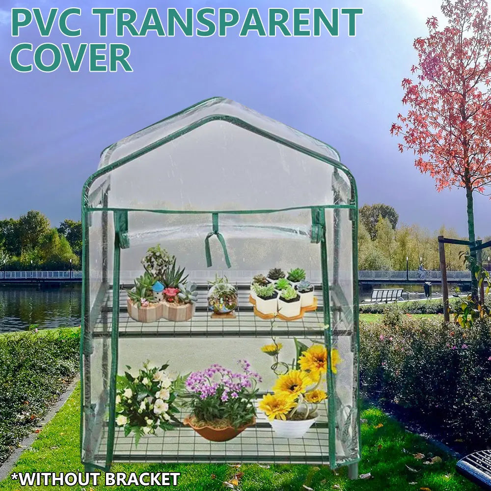 Walk-in Greenhouse Cover Waterproof PE Greenhouse Replacement Cover with Roll-up Zipper Door UV-Resistant Small Warm House