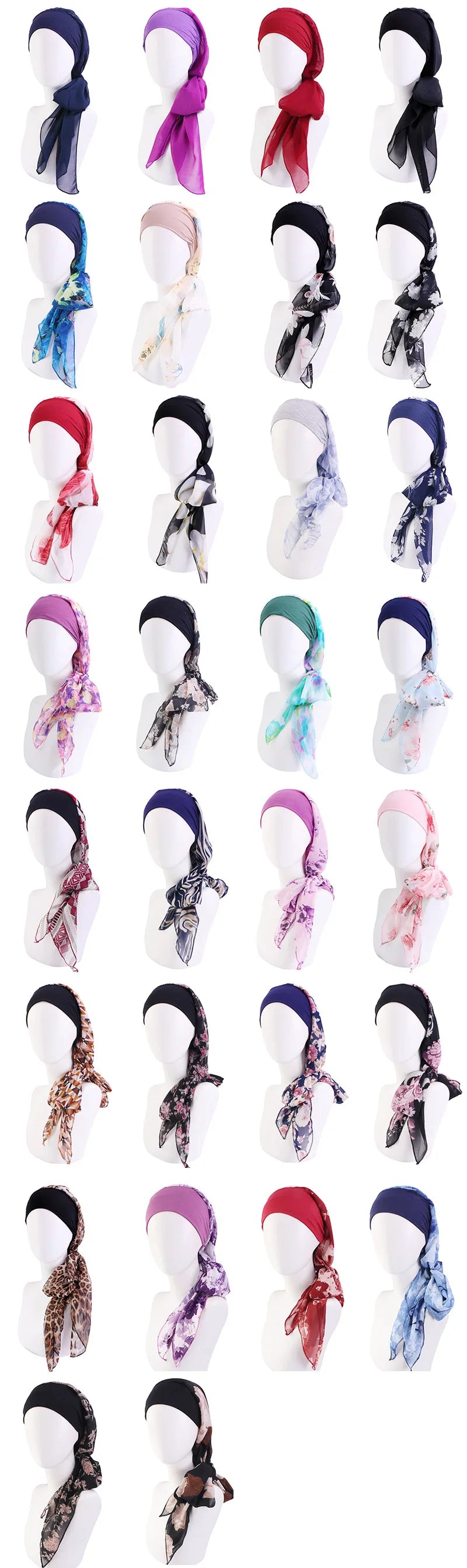 Women Bandana Muslim Headwear Turbans Long Ribbon Head Scarf Head wraps Cancer Chemo Hats Pre-Tied Hair accessories for Women