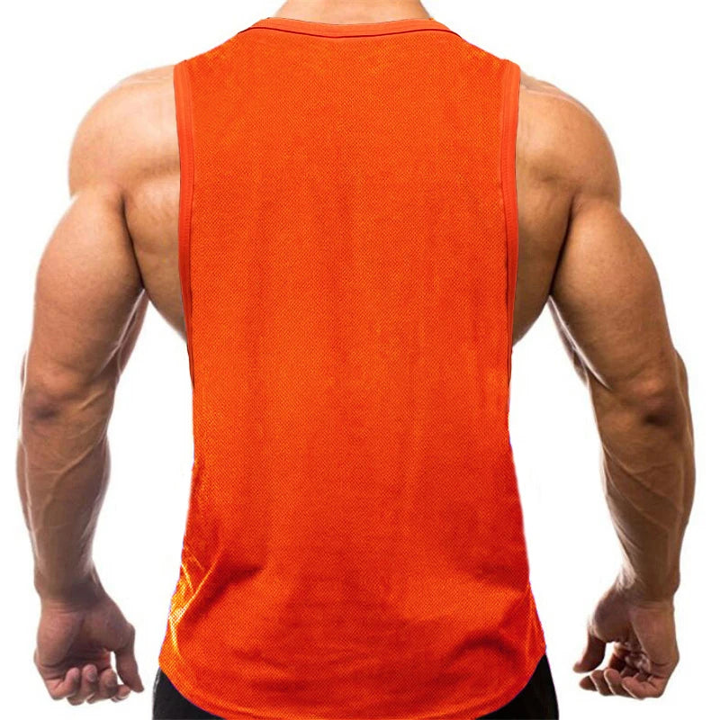 Men's Gym Clothing Fashion Workout Tank Top Mesh Running Vest Bodybuilding Undershirt Men Fitness Sleeveless Jogging Shirt Tops