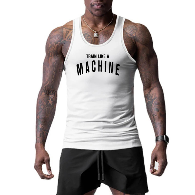 Gym Bodybuilding Fitness Men's Sleeveless Vests Breathable Slim Fit Tank Tops Summer Breathable Quick Dry Workout Muscle Shirts