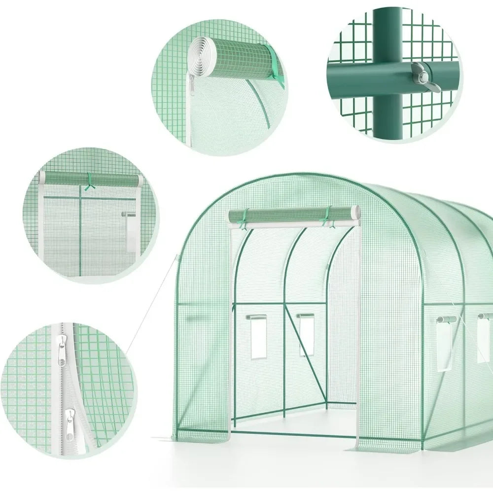 Greenhouse Upgraded Green House with Dual Zippered Screen Doors Heavy Duty Plastic Plant Warm House with Reinforced Frame