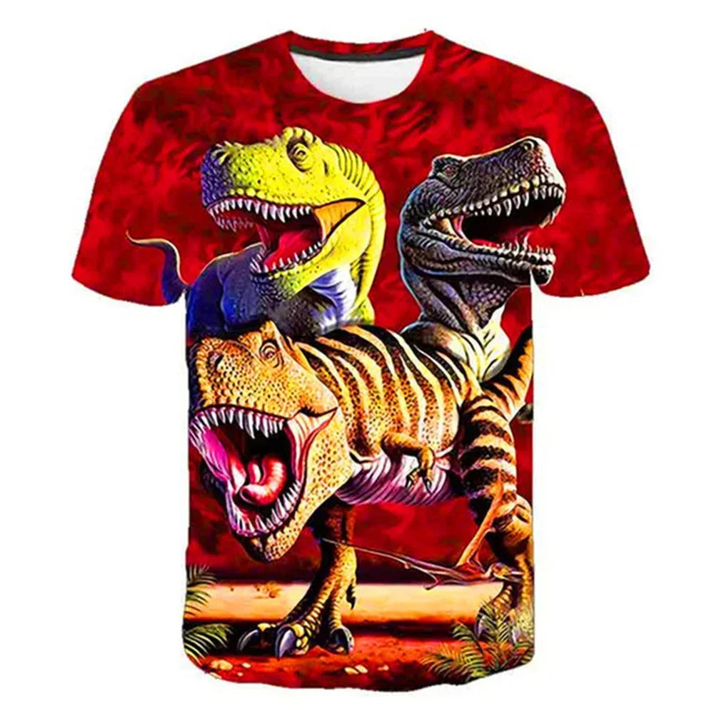 Kids Dinosaur T-Shirts Children Tops Clothes Tee Baby Boys Girls short Sleeve Tshirt 1-14Years Old Child Jurassic Park Clothing