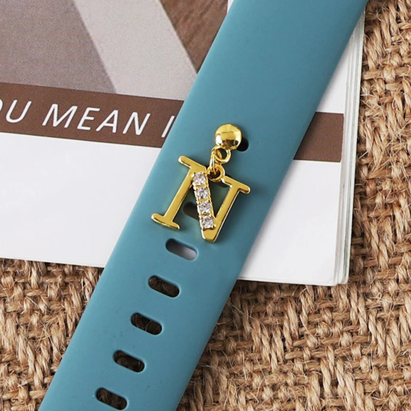 Silicone Strap Decorative Charms A to Z Letters Pendent Jewelry Accessories Charm for Apple Watch Name Initial Charms for Iwatch