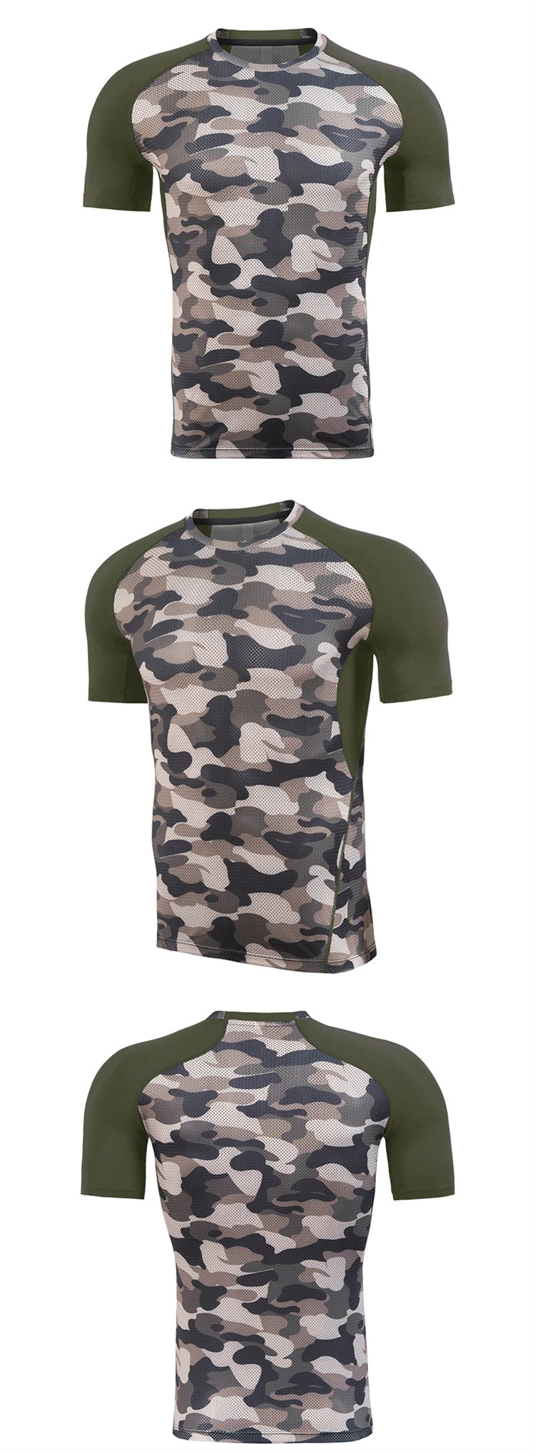 Personalized Men's Camouflage Sports T-Shirts Quick Dry Fitness Gym Short Sleeve Running Shirt Stretch Workout Tops Rashguard