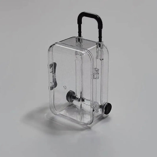 Super Small Trolley Box Key Chain Retractable Wheels Can Move Transparent Mini Jewelry Storage Box Bag Pendant Exquisite Gifts