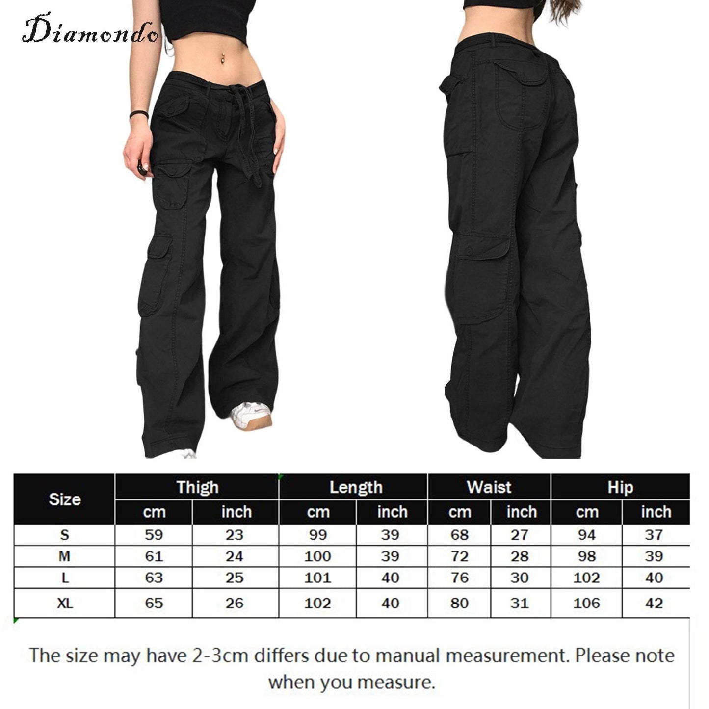 Women Wide Leg Denim Trousers Drawstring Belt Retro Baggy Parachute Pants Jeans High Waist Button Decor Multi Pockets Streetwear