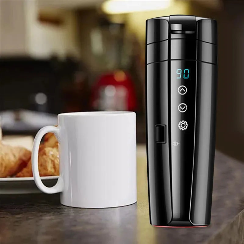 Digital Thermal Bottle Stanley Original Cup Car Heating Electric Kettle Stainless Smart Temperature Control Touch 12V 24V 70W