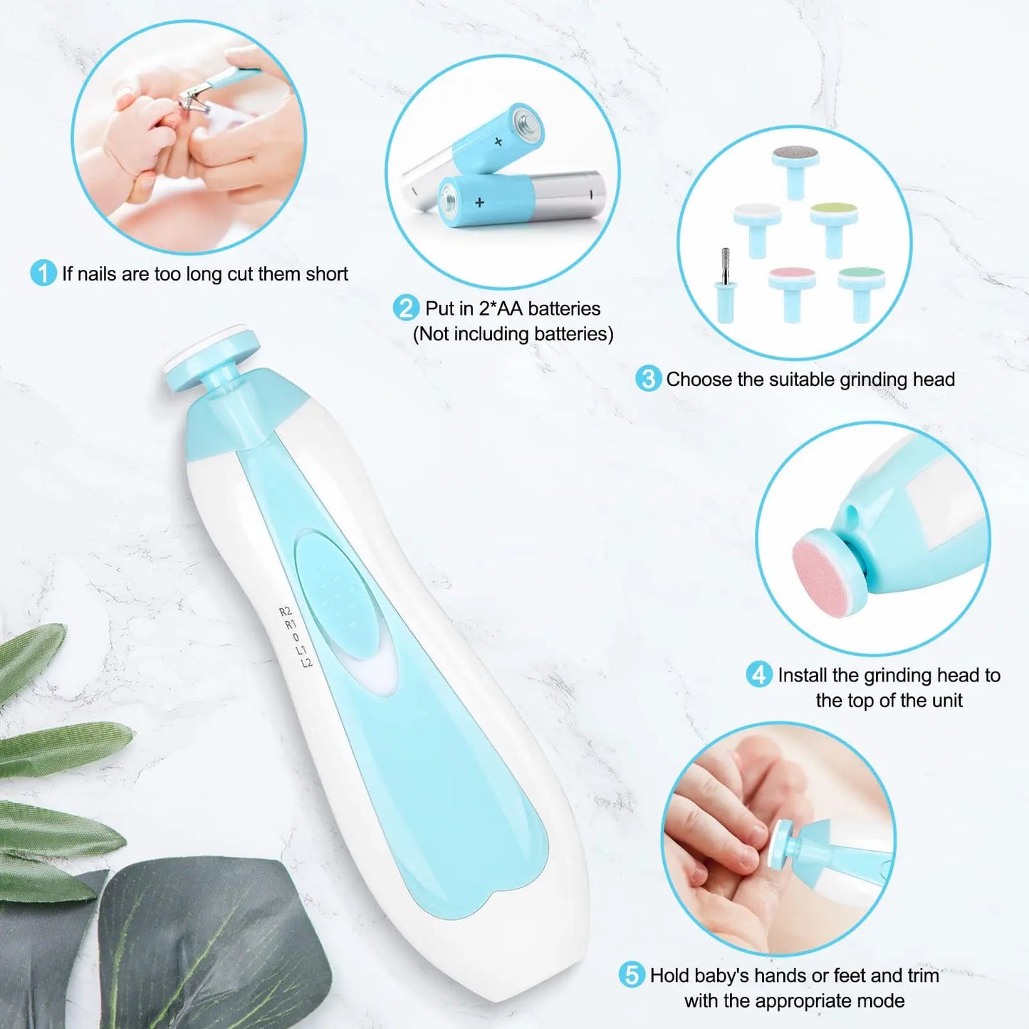 Baby Electric Nail Trimmer Kid Nail Polisher Tool Baby Care Multifunctional Fingernail Cutter Trimmer Infant Manicure Set