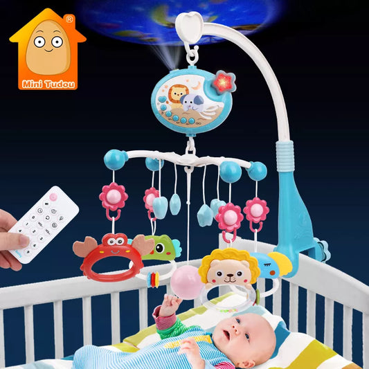 Baby Crib Mobile Rattle Toy For 0-12 Months Infant  Rotating Musical Projector Night Light Bed Bell Educational For Newborn Gift