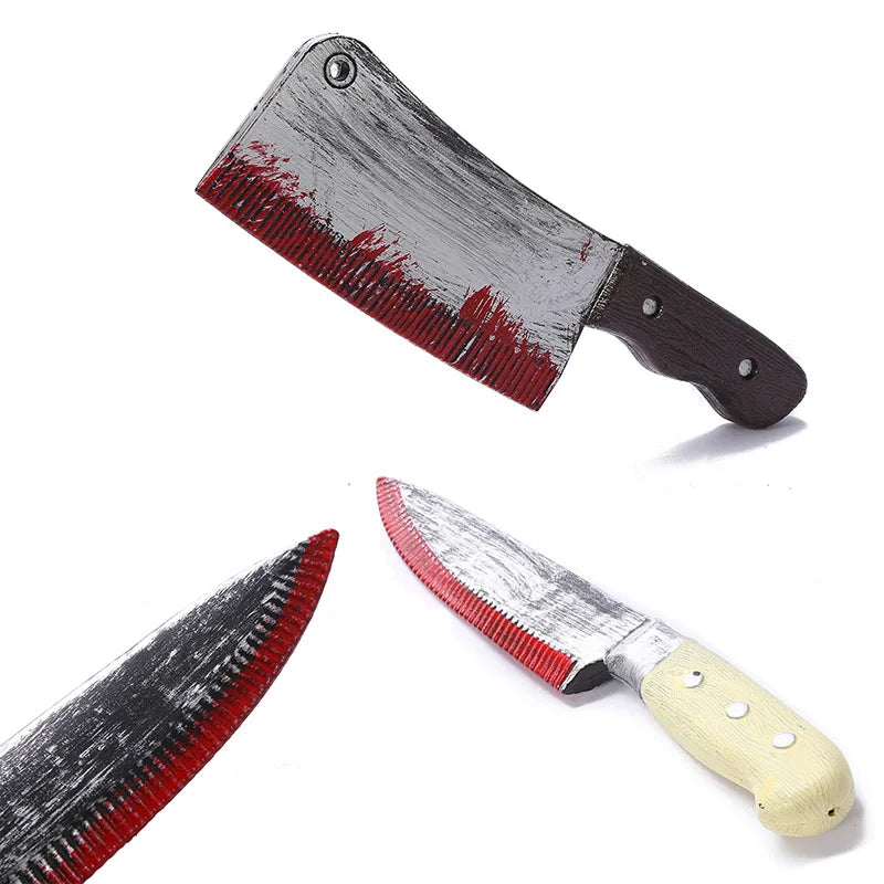 30cm Faked Bloody Sharp Knife for Halloween DIY Cosplay Props Decor Simulation Plastic Kitchen Knife  halloween Party Supplies