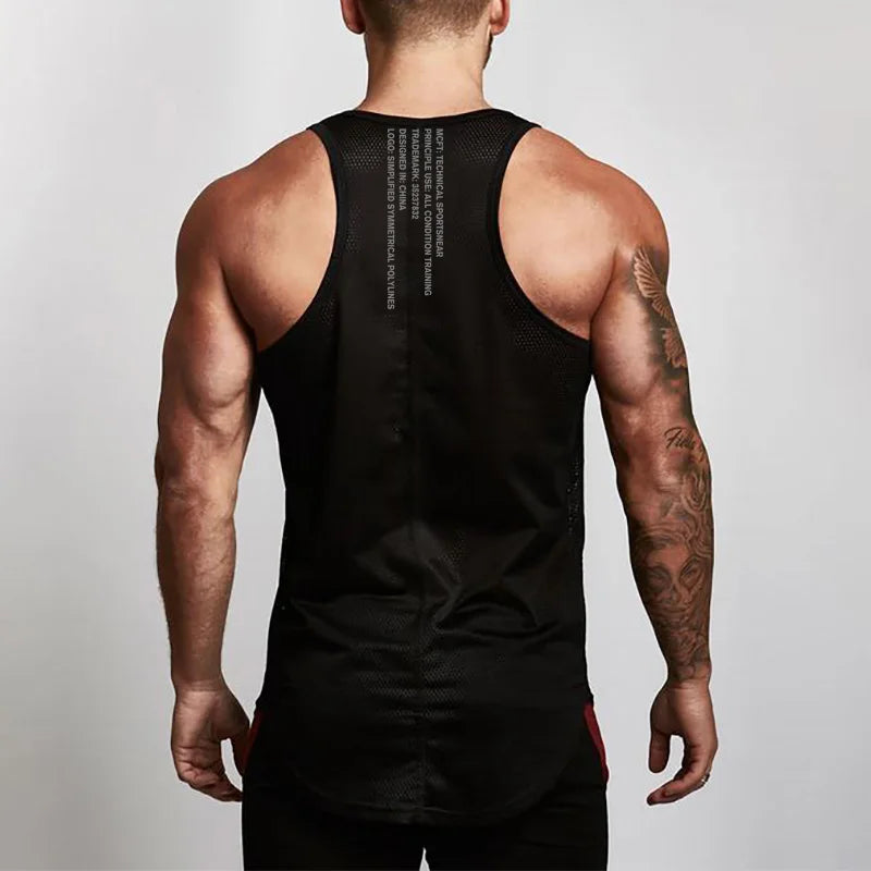 Marathon Quick-drying Mesh Sports Vest Men's Sleeveless Running Training Basketball Loose Fitness Workout Gym Tank Top