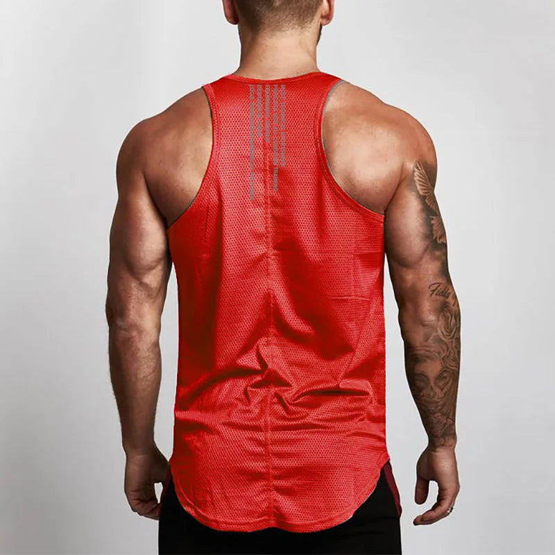 Marathon Quick-drying Mesh Sports Vest Men's Sleeveless Running Training Basketball Loose Fitness Workout Gym Tank Top