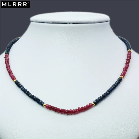 Vintage Classic Natural Stone Jewelry Delicate Rubies Sapphires Emeralds Multicolors Beaded Chain Choker Necklace