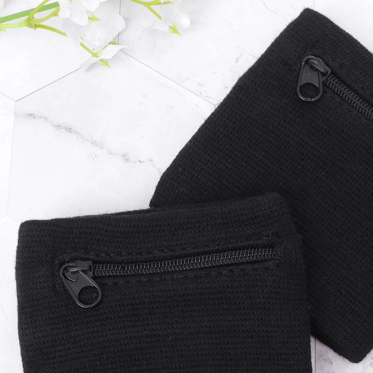 4 Pcs Wristband Zipper Pocket Men's Wallet Workout Cotton Outdoor Sports Breathable Sweatband Man Child Purse