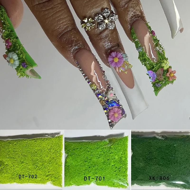 25G Green Tree Material Grass Powder Nail Charm Decoration 2023 New DIY Puzzle Handmade Sponge Nail Art Nail Accessories