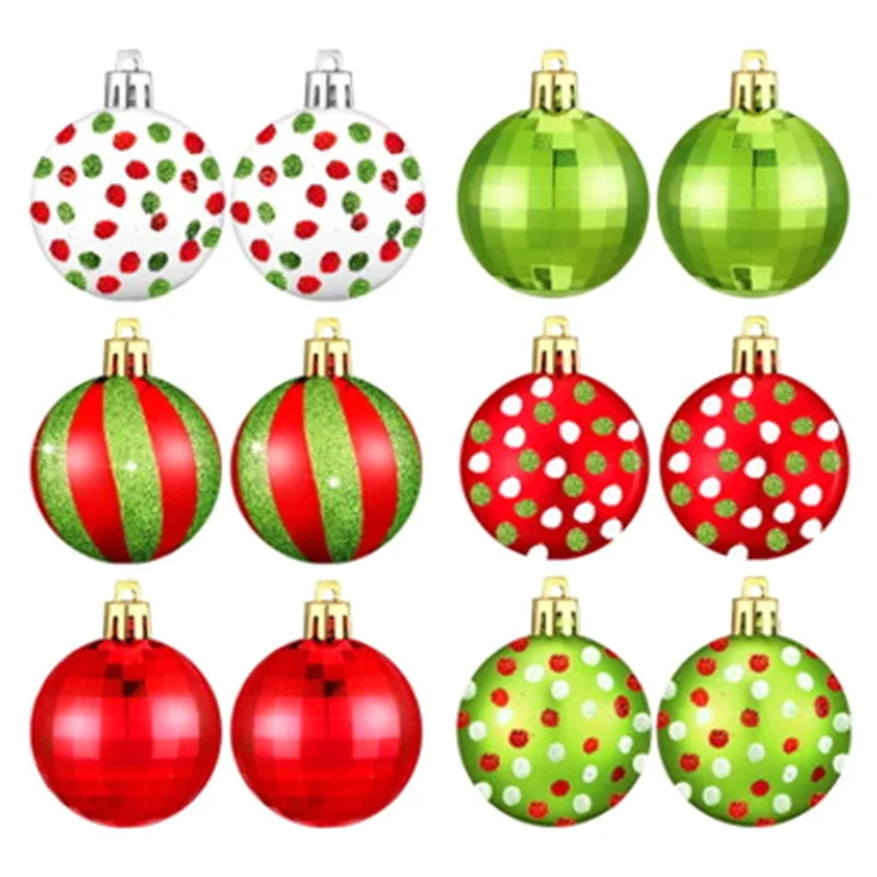 12pcs Electroplating Christmas Balls Elf Balls Color Painting Xmas Tree Hanging Pendants Xmas Ball Ornaments New Year Party Home