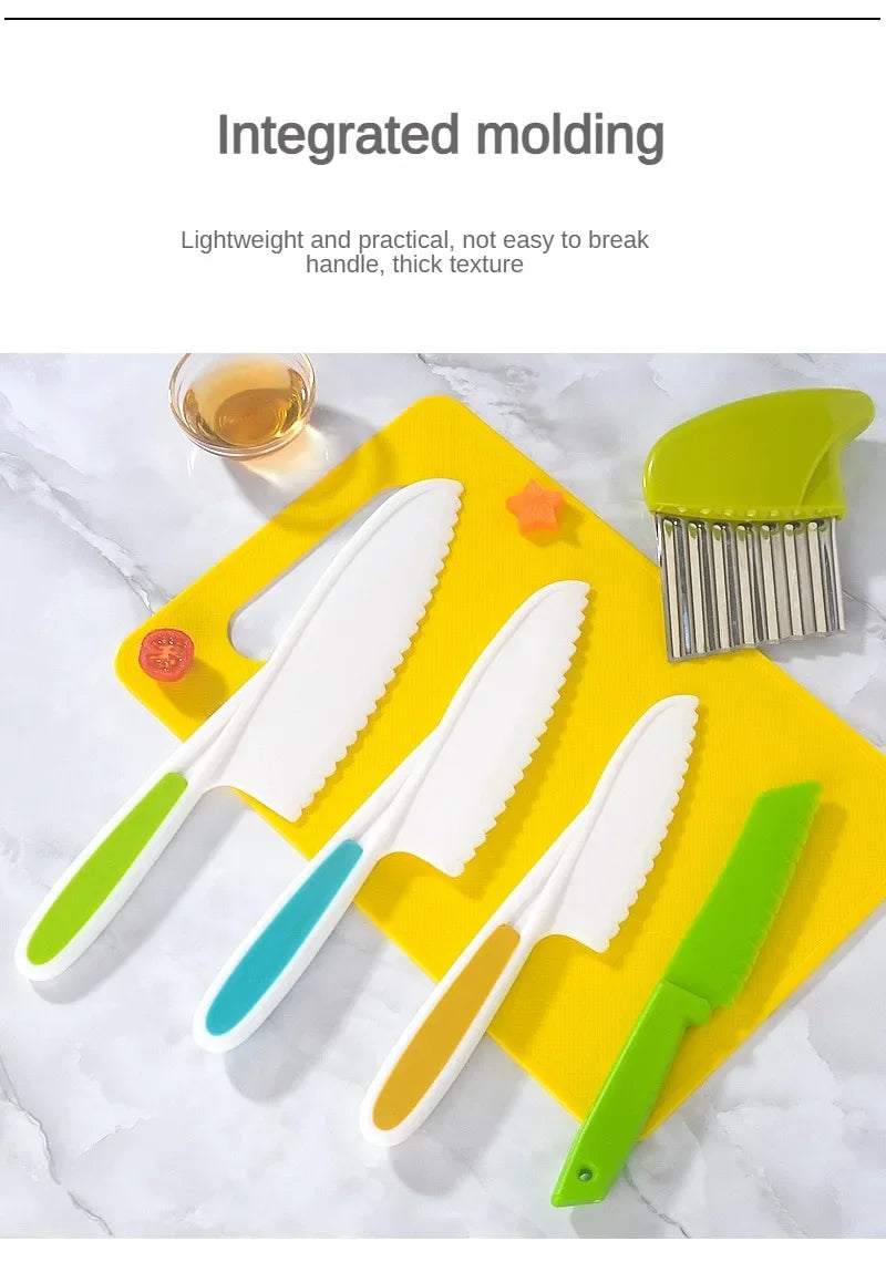 11/13/17 Pcs Serrated Edges Kids Knives Fruit Vegetable Crinkle Cutters Kids Knife Set Board Toddler Knife Peeler Kitchen Tools