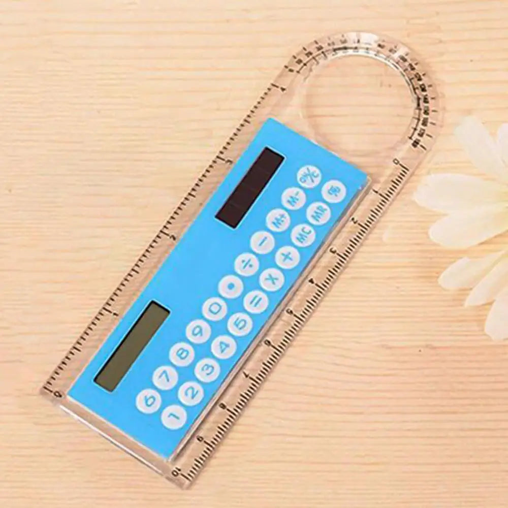 Ruler Calculator with Magnifier Transparent Pocket Mini Calculator Stationery Math Toys Pocket School Electronics Calculator