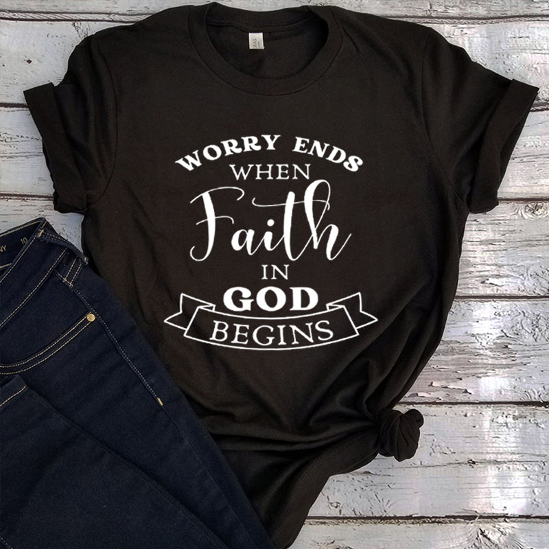 Faith T-Shirt Church Shirt God Vintage Clothes Christian Shirts Bible Shirt Inspirational Tops Kawaii Religion Shirt