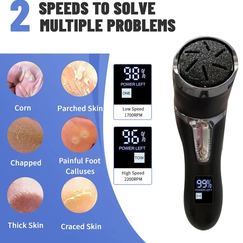 Rechargeable Electric Foot Rasp Electric Pedicure Foot Sander IPX7 Waterproof 2 Speeds to Eliminate Feet Dead Skin and Calluses