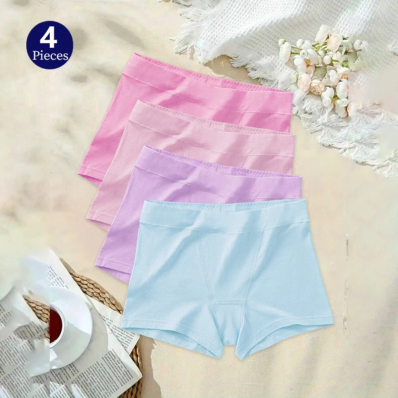 4PCS/Set Women's Panties Seamless Boxers Breathable Lingerie Comfortable Boyshorts Cotton Underwear Sports Underpants S-5XL