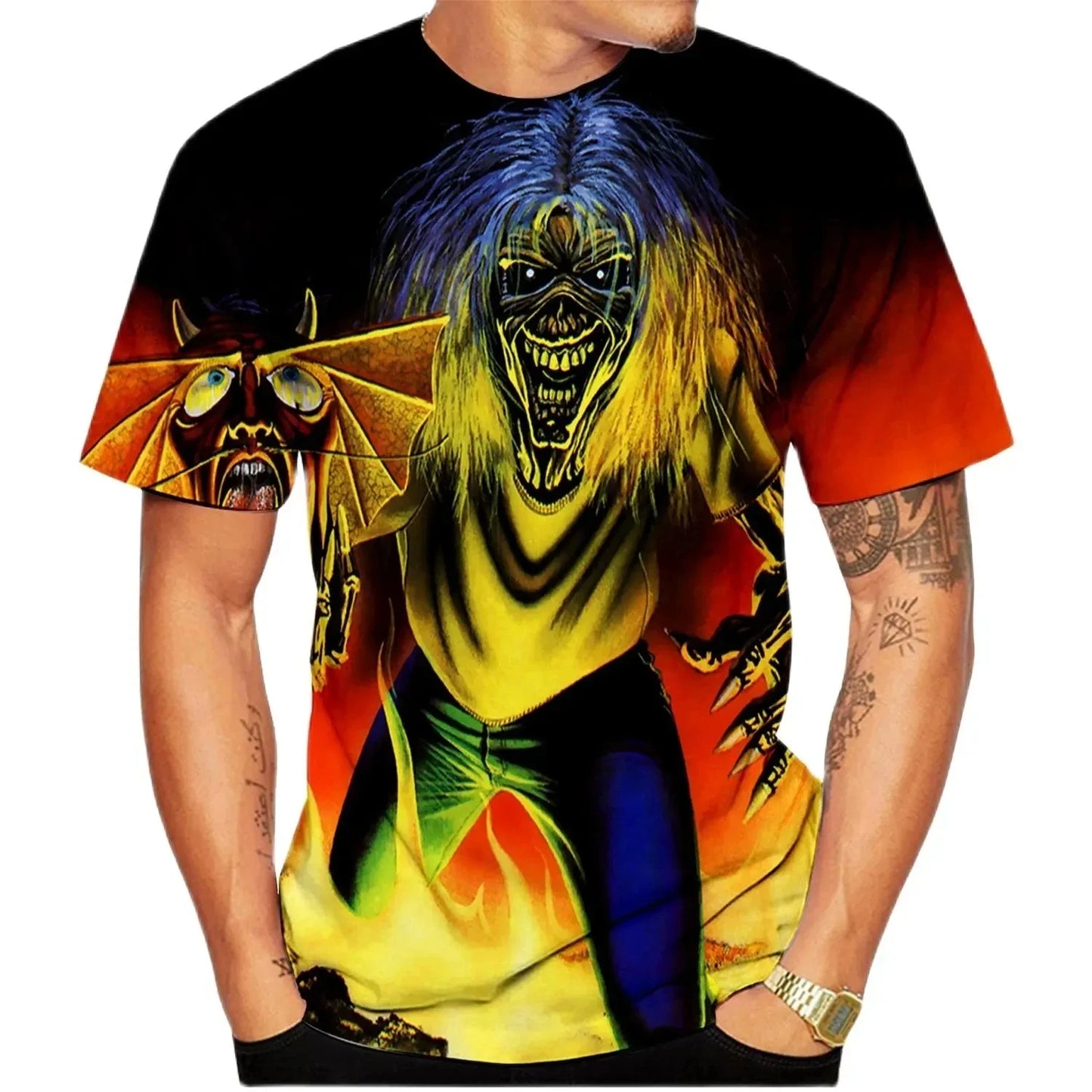 Vintage Gothic Vintage Horror Skull 3D Print Men's T-shirts Y2k New Fashion O-neck Short Sleeve Tops Hip-Hop Streetwear Men Tees