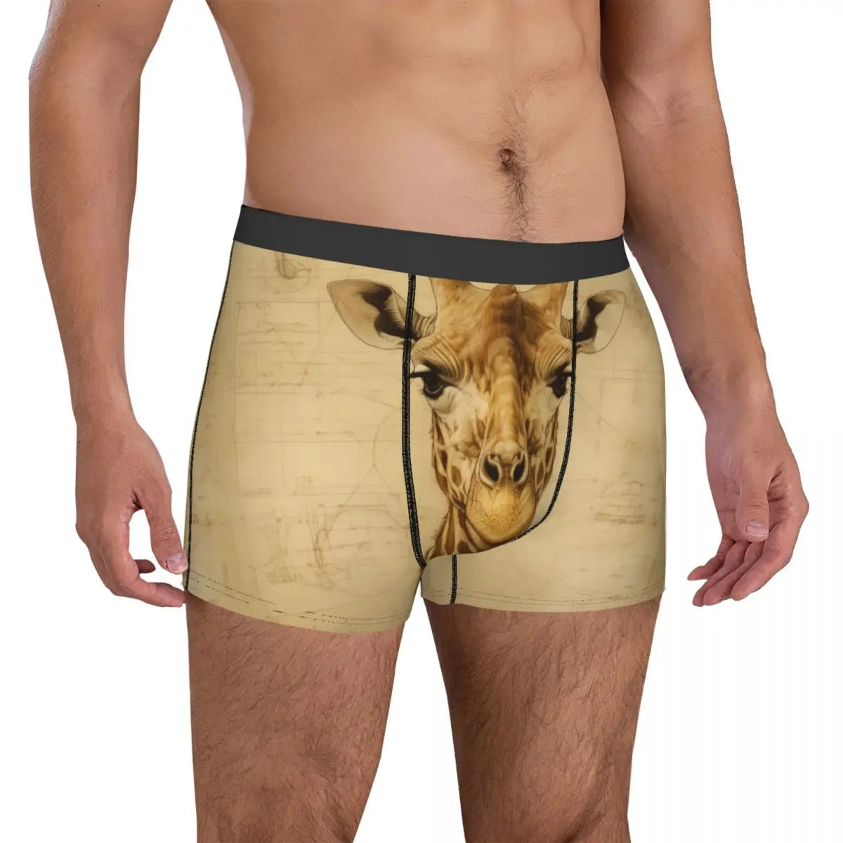 Giraffe Underwear High Detail Schematics Breathable Underpants Custom Boxer Brief Pouch Male Plus Size Boxershorts