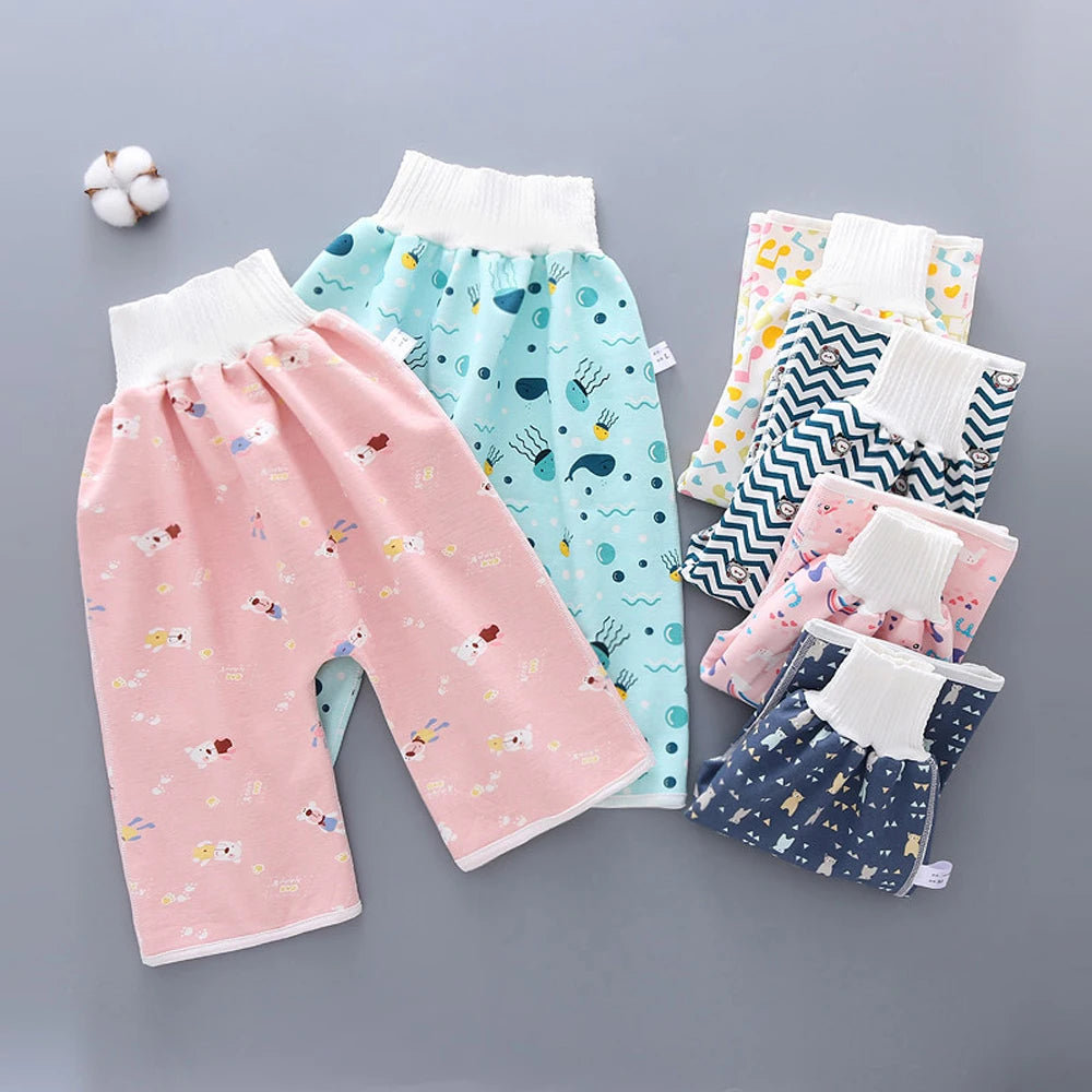 Potty Trainining Todder Cherry Wave Cotton Waterproof Bear Infant Training Pants Baby Diaper Skirt Flower Diaper Leak-proof