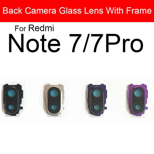 Back Rear Camera Lens Glass Cover For Xiaomi Redmi Note 7 7 Pro Main Big Camera Cover Frame + Sticker Replacement Repair Parts