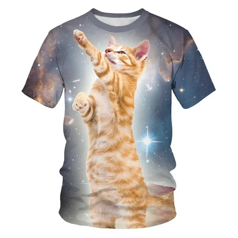 Brand New Children's Clothing Summer Boys Short Sleeve Baby Clothes Kids Cat Animals 3d Short Sleeve T-shirt Tops Dropshipping