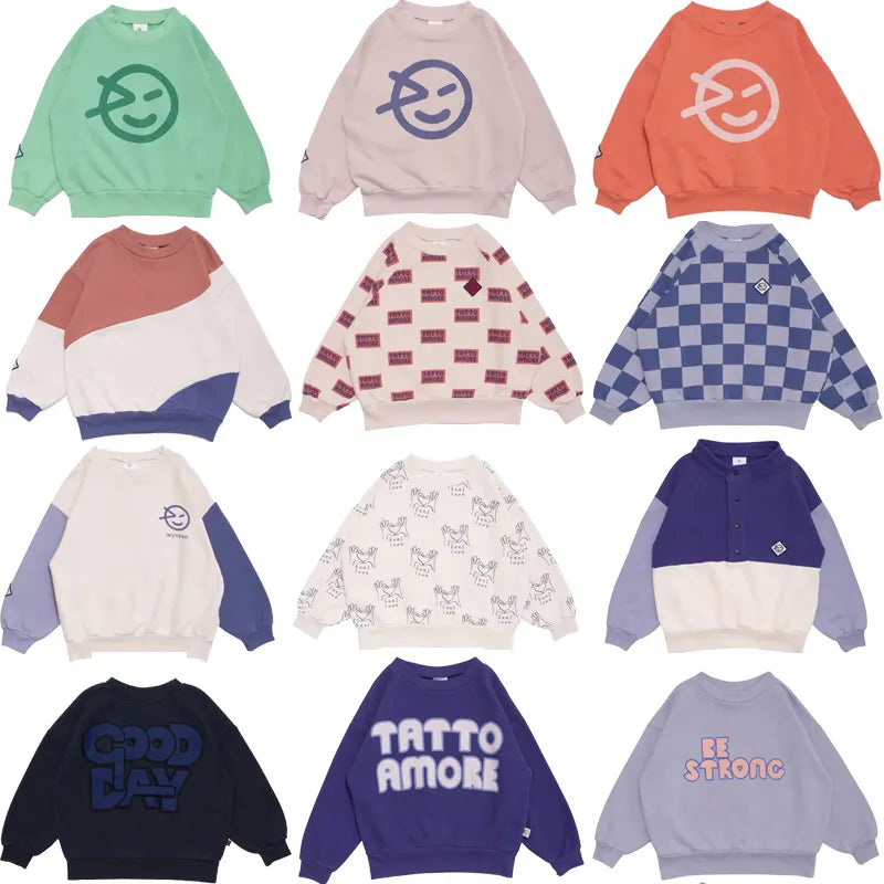 Kids Sweaters 2023 New Spring Wyn Brand Boys Girls Cute Print Sweatshirts Baby Child Toddler Cotton Tops Outwear Clothing