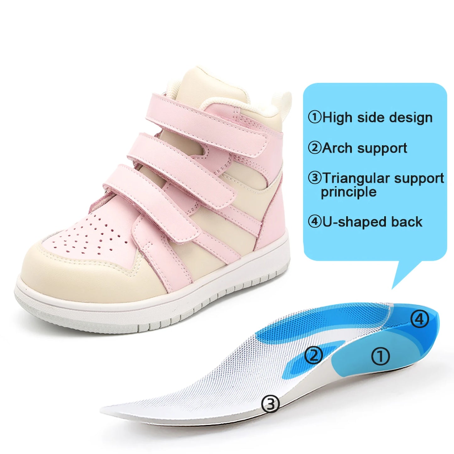 Children's Orthopedic Shoes with Arch and Ankle Support, Kids Toddlers Casual Barefoot Sneakers Flatfeet Valgus Foot Therapy