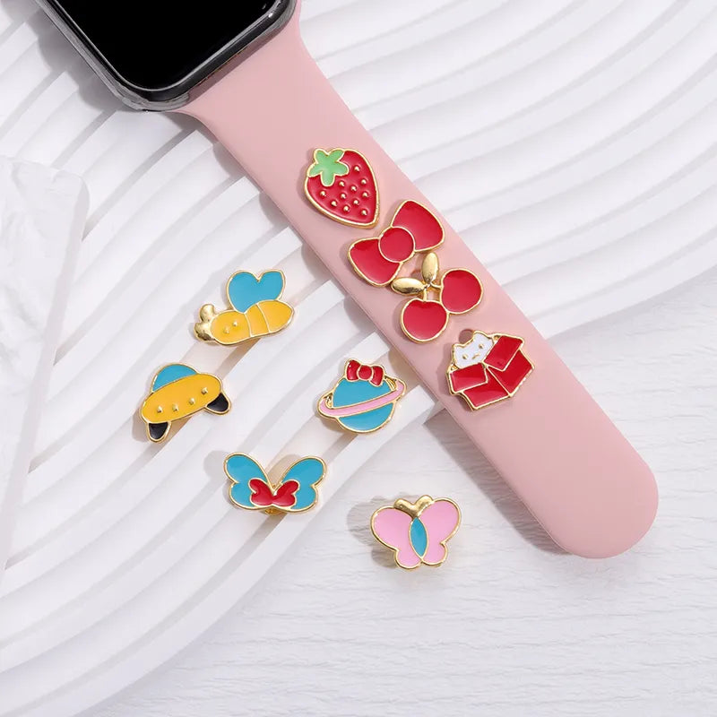 40 Styles Watchband Charms for Apple Watch Cartoon Strawberry Astronaut Cat Butterfly Jewelry Charm for Iwatch Strap Accessories