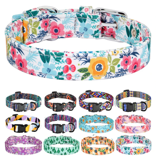 12 Styles Nylon Floral Printed Dog Collar Bohemian Small Puppy Cat Collars Adjustable Chihuahua Collar Pet Supplies Accessories