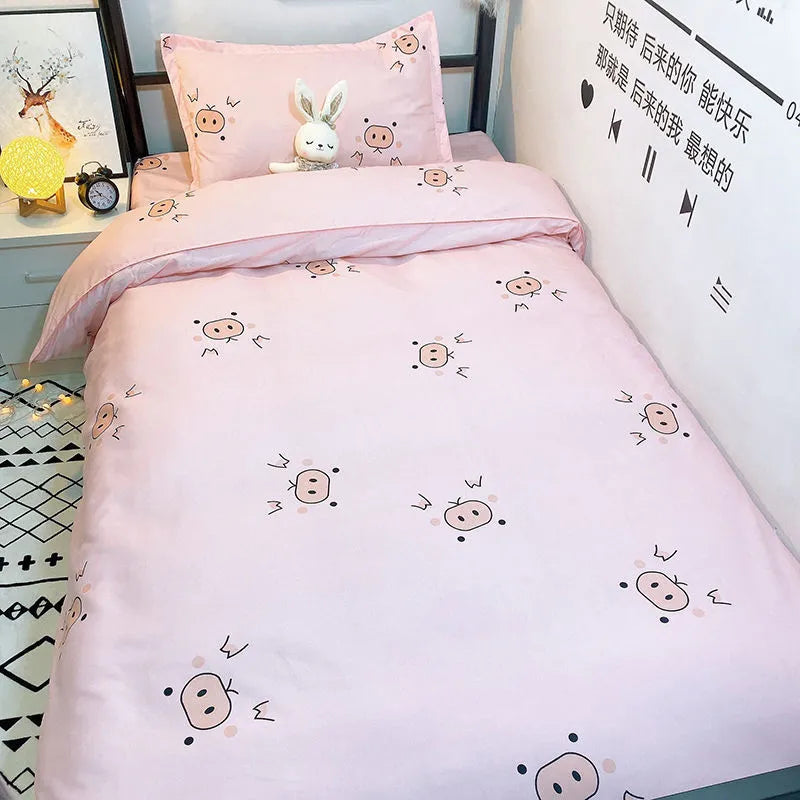 Sanrio Lovely HelloKitty 1.2m Three-piece Princess Style Ins Bed Sheet Student Dormitory Single Bed Quilt Cover Three-piece Set