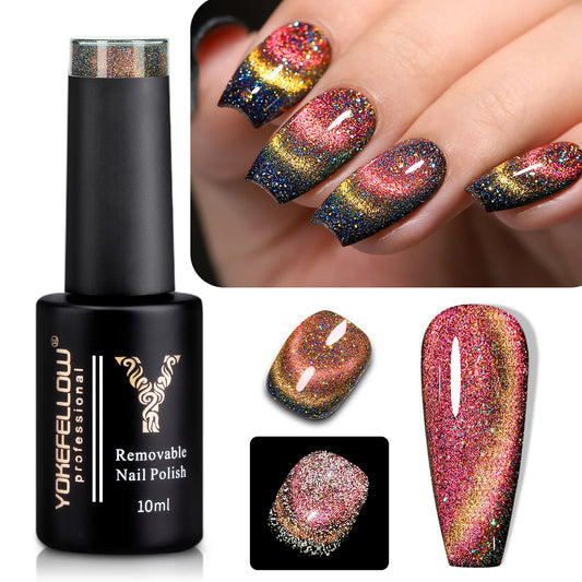 YOKEFELLOW 2023New Cat Eyes Magnetic Gel Nail Polish DC05 9D Chameleon Diamond Reflective Semi permanent Gel Varnish