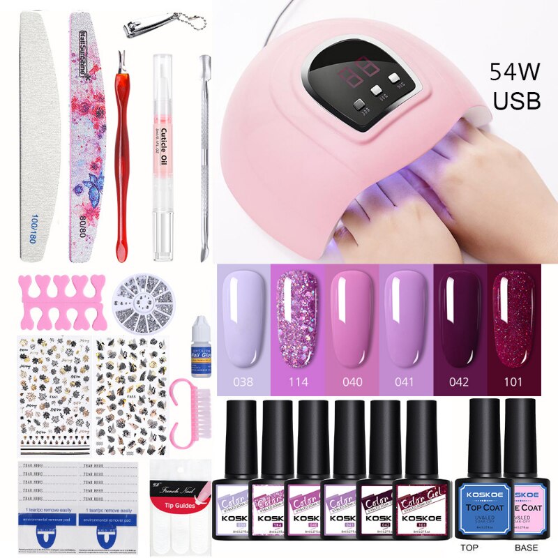 Professional Nail Set Nail Gel Kit with 120W/54W UV Nail Lamp and Nail Drill for All Drying Gel Nail Polish Manicure Set