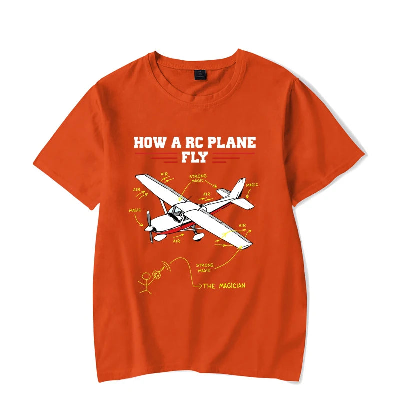 RC Airplane Pilot Vintage T-shirt for Men Clothes Male T-shirts Summer Plus Size Tees Oversized T Shirt Male T-shirts Clothes