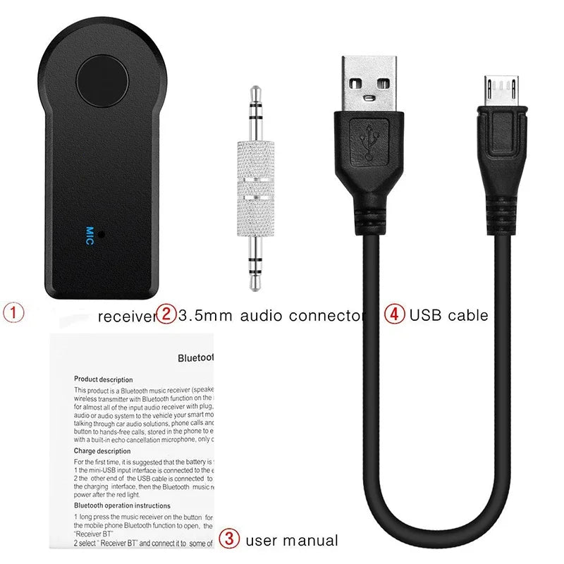 2 in 1 Wireless Bluetooth -compatible Receiver Transmitter Adapter 3.5mm Jack For Car Music Audio Aux Headphone Handsfree