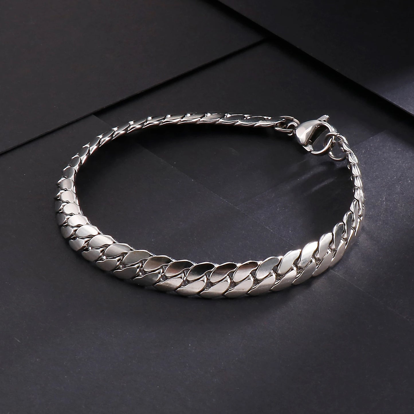 4/5/7mm Snake Chain Shiny Polished Link Couple Bracelet Simple Stainless Steel Trend jewelry