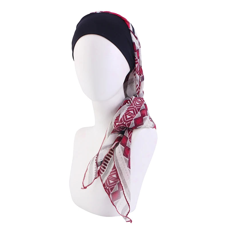 Women Bandana Muslim Headwear Turbans Long Ribbon Head Scarf Head wraps Cancer Chemo Hats Pre-Tied Hair accessories for Women