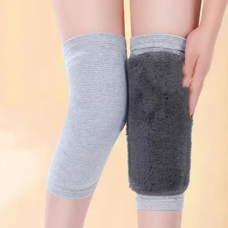 1 Pair Winter Warm Knee Pads for Women Men Old People Cold Leg Arthritis Kneepad Knee Support Rabbit Fur Running Knee Protector