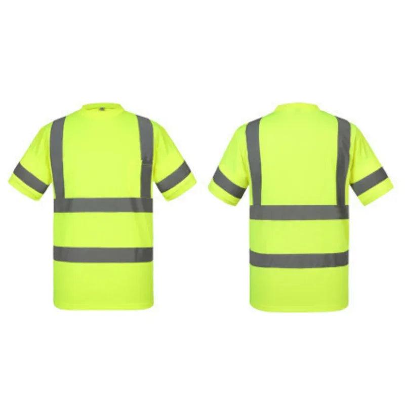 Outdoor Sports Fluorescent High Visibility Reflective Safety Work Shirt Summer Breathable Work T Shirt Quick Dry