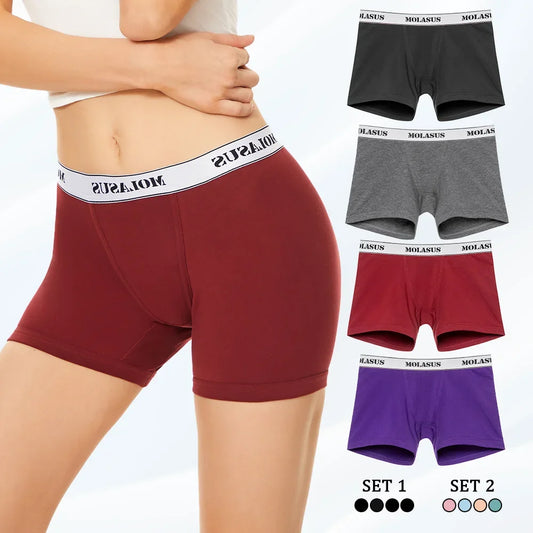 4 Inch Inseam Women’s Trunks Boxers Underwear Soft Stretch Cotton Boxer Briefs Ladies Anti Chafing Boy Shorts Panties Plus Size