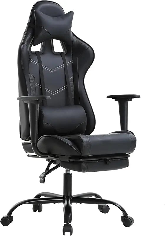 Swivel Desk Chair,Reclining Computer Lumbar Support and Headrest,Racing Style Video Gamer (Blue)